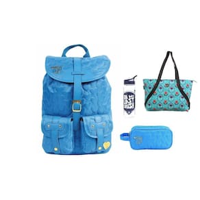 Kit capricho love azul mochila de costas + estojo + garrafa