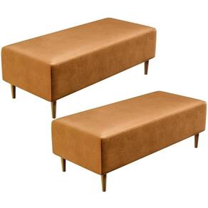 Kit 02 Puffs Decorativo Sala De Estar Bali W01 Pés Palito 120X50Cm Couríssimo Whisky