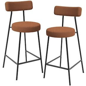 Kit 02 Banquetas Baixa Para Cozinha Sala De Jantar Bar Bancada Milão L02 Bouclê Terracota