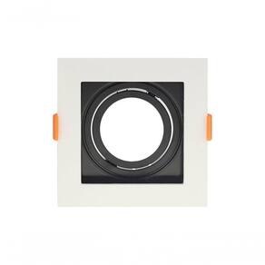 Spot Recuado De Embutir Quadrado Mr16 Branco Com Preto Taschibra