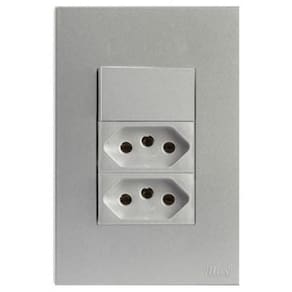 Kit interruptor + tomada dupla 20a 4x2 brs12312-9pr