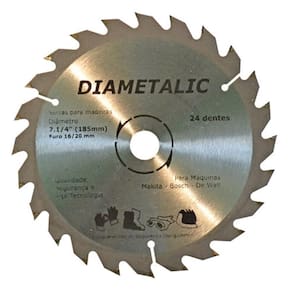 Disco serra para madeira 180mm 7.1/4`` 24 dentes diametalic