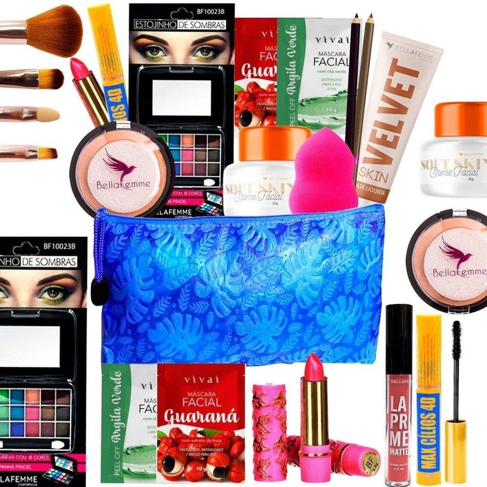 Maquiagens e pincéis necessaire kit delineador pele morena