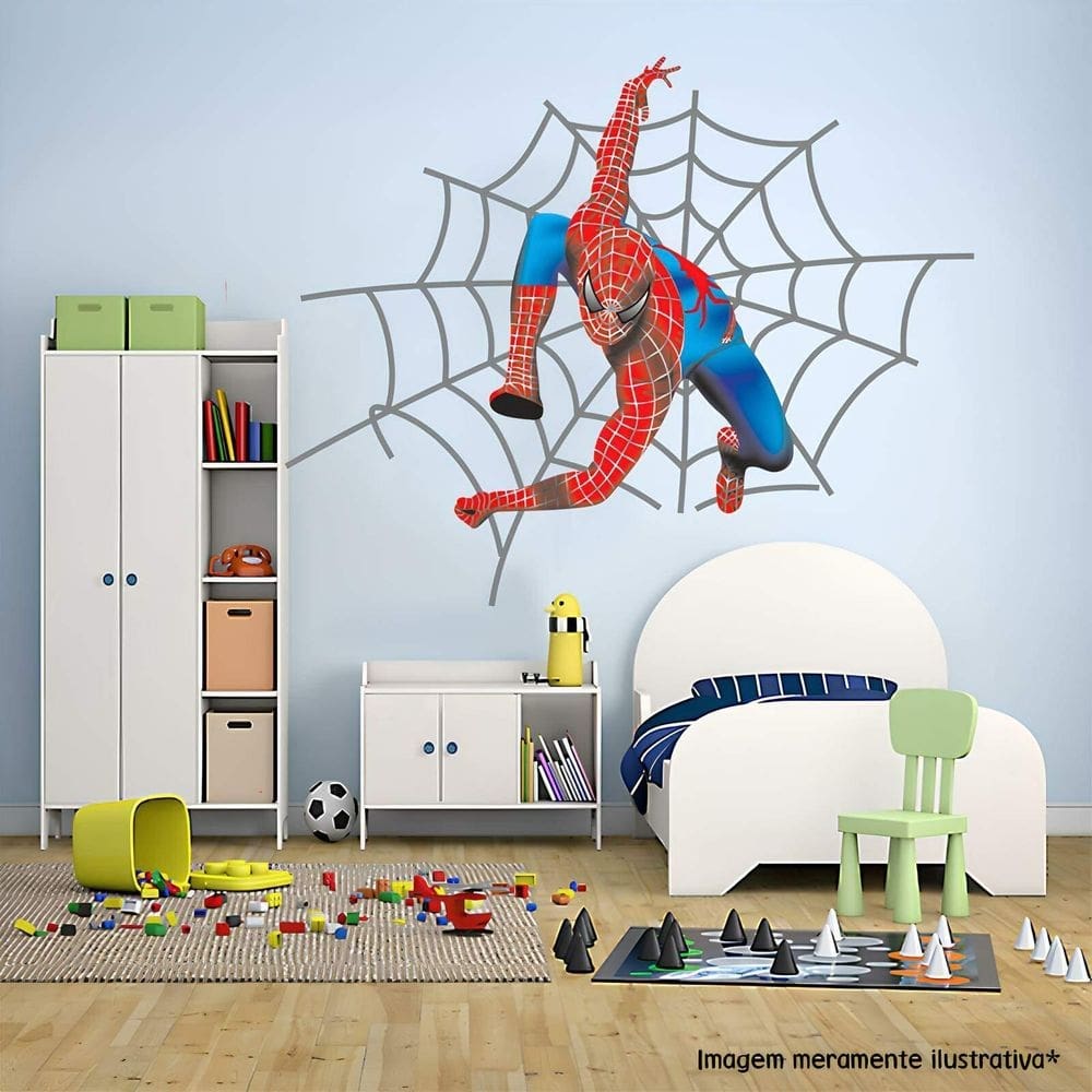 Adesivo De Parede Homem Aranha Na Teia