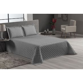Jogo de cama cobre leito cinza lençol casal padrão 4 un