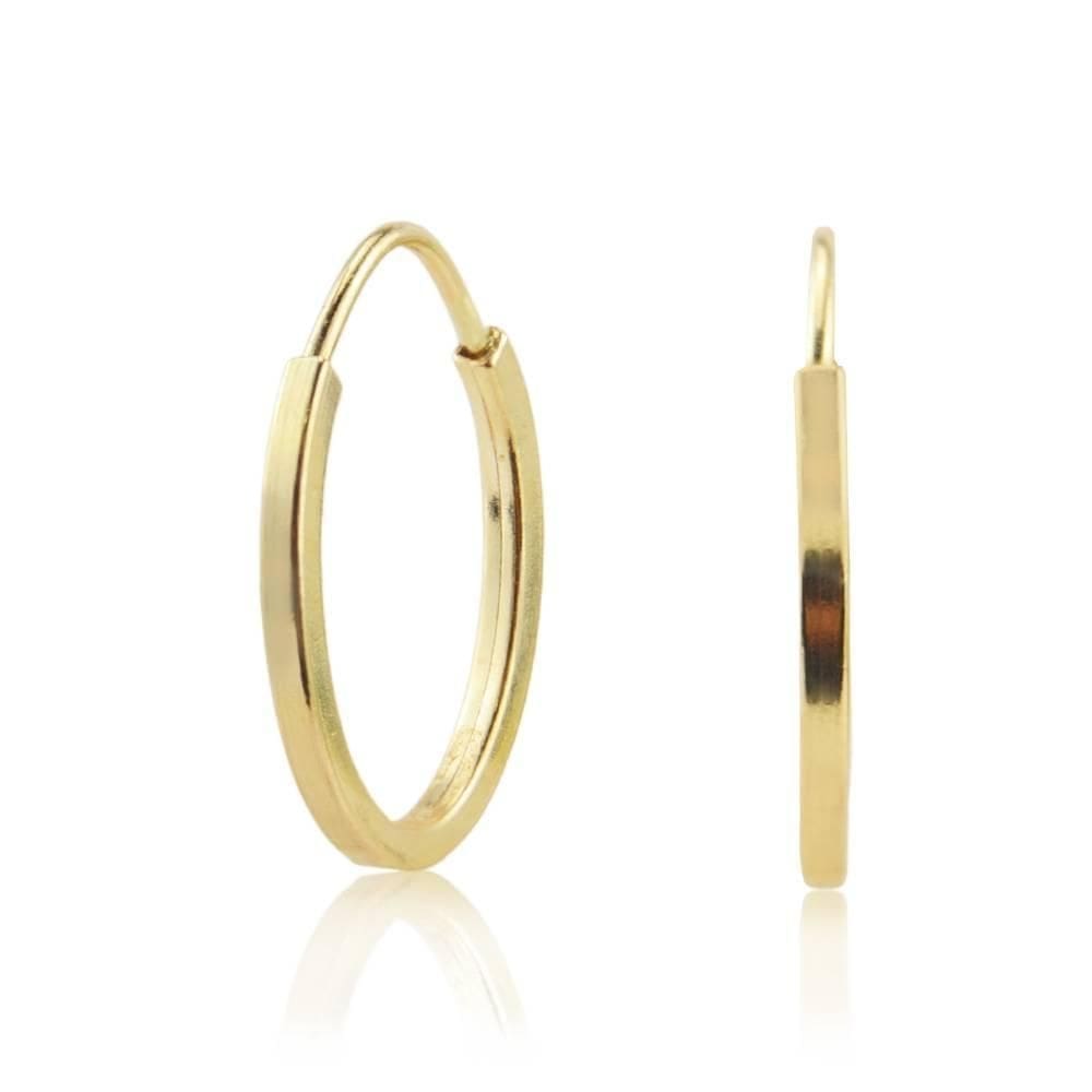 Brinco 1 Cm Argola Redonda Fio Em Ouro 18K