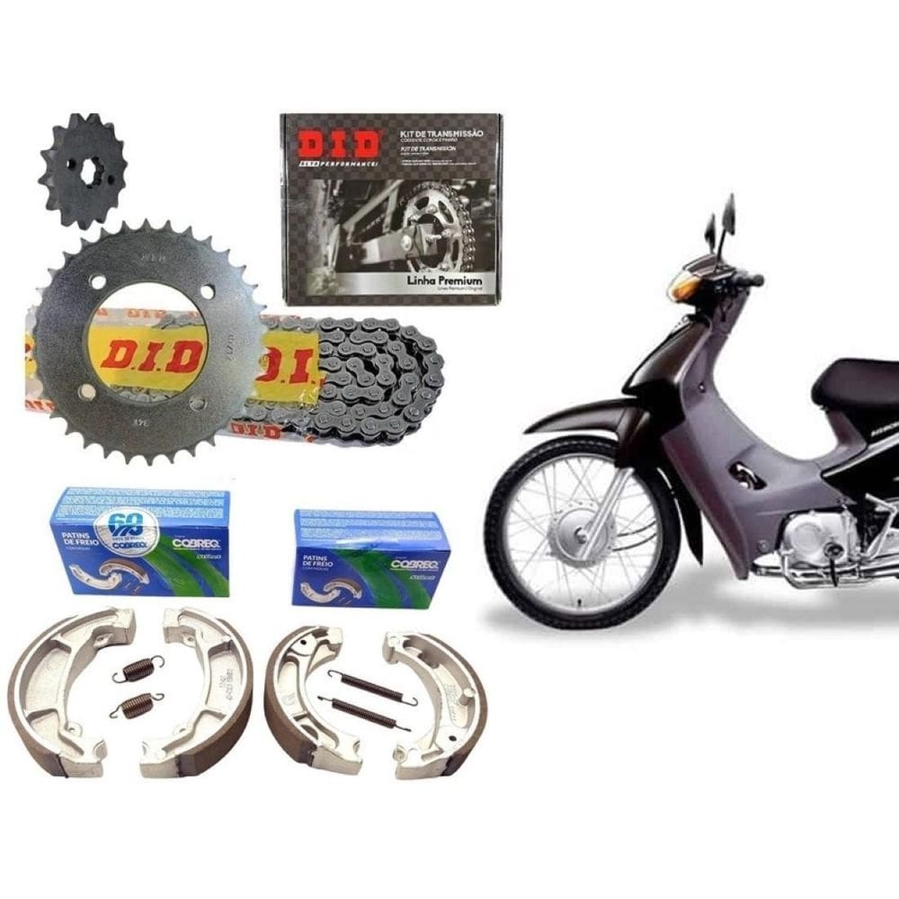 Kit relacao did + jg lonas freio cobreq biz 100 1998 a 2005