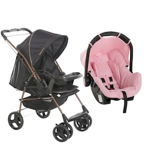 Carrinho milano rev preto cobre e bebê conforto- galzerano