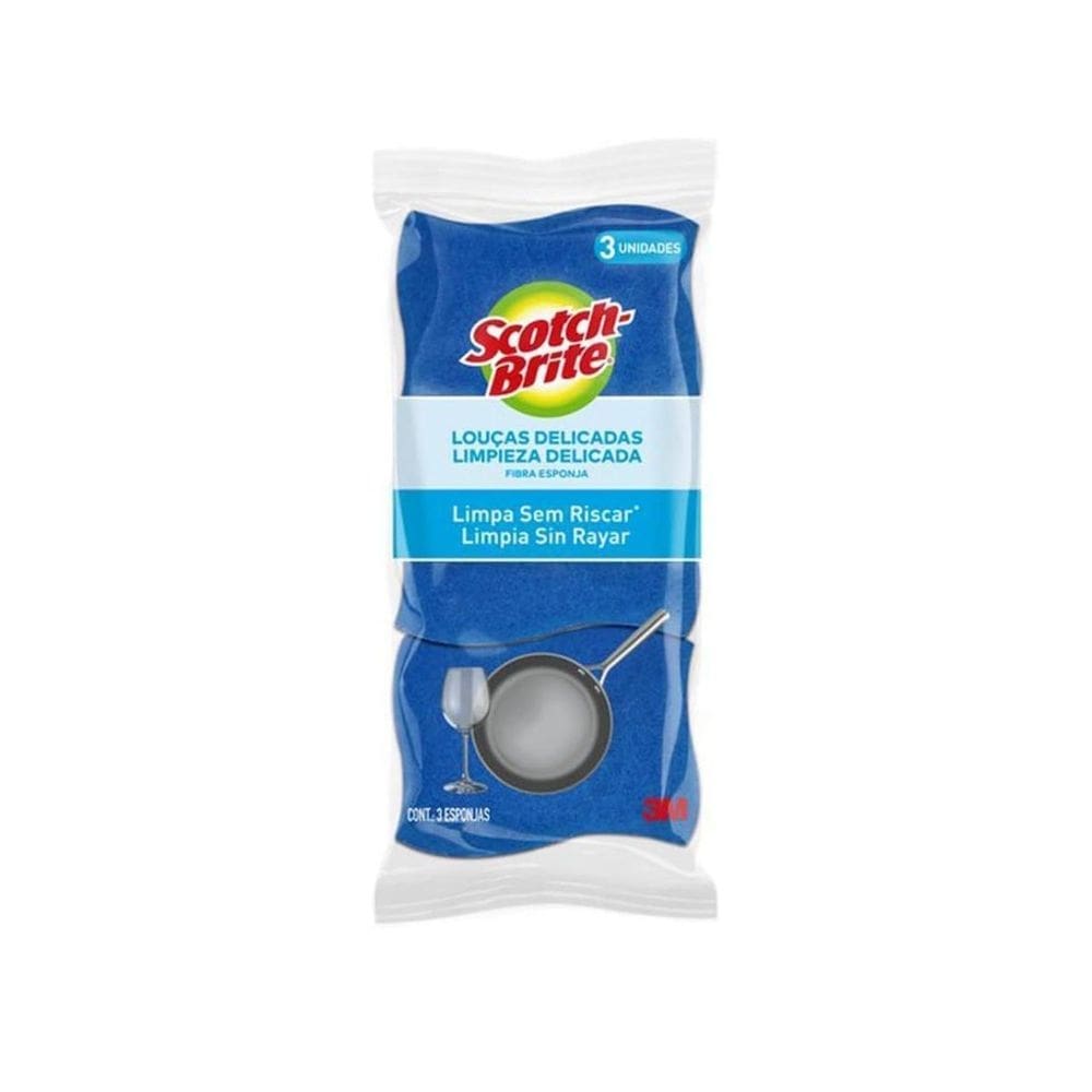 Esponja scotch-brite 3m nao risca azul pacote c/3 unidades