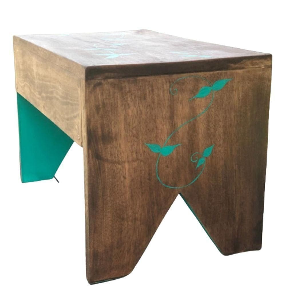 Banco Madeira Rústico Flores Verde