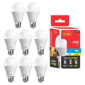 Kit 8 lâmpadas led branco frio 9w 810 lumens formato bulbo