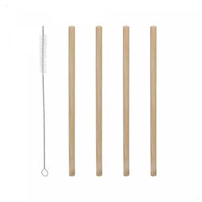 Kit 4 Canudos Reutilizáveis De Bambu + Escova De Limpeza