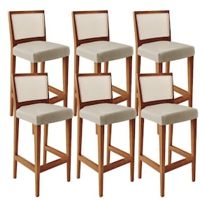 Kit 06 Banquetas Alta Para Encosto Tela Branco Facto Pérola