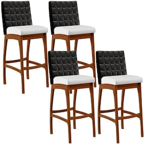 Kit 04 Banquetas Altas Cozinha Mila B04 Preto Corano Branco