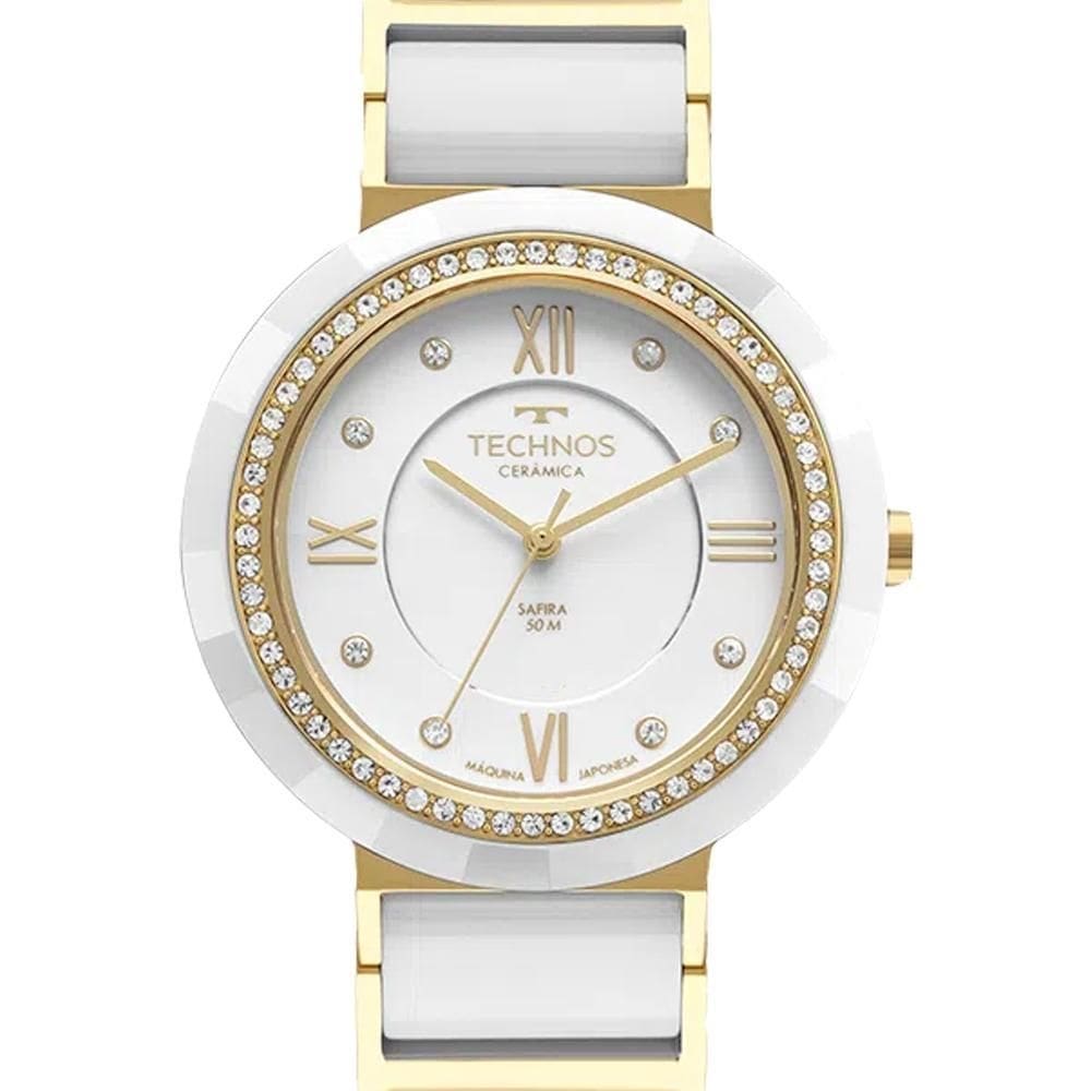 Relógio technos ceramic saphire dourado feminino 2036mrp 1b