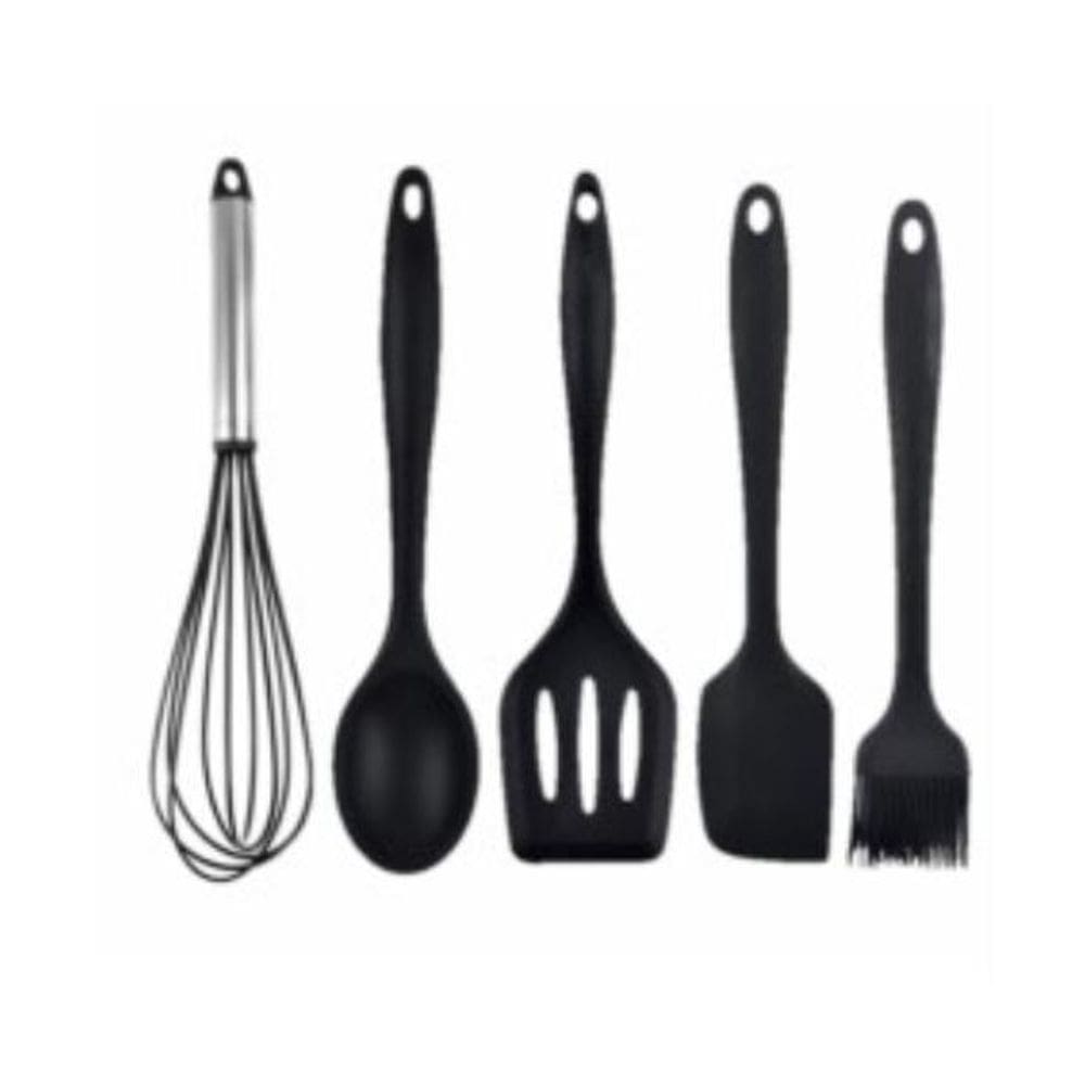 Jogo de silicone utensílios de cozinha 5 peças preto