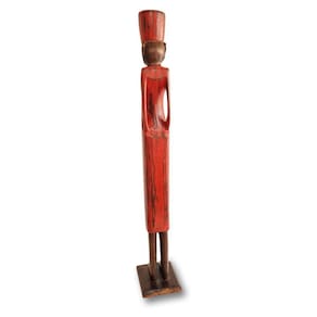 Boneco Africano em Madeira - Acabamento Rústico - 94cm