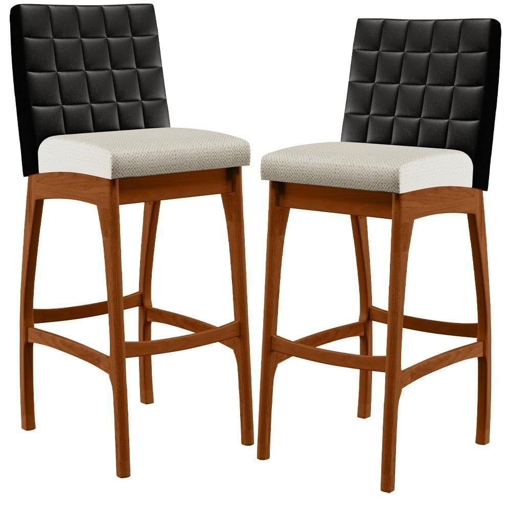 Kit 02 Banquetas Altas B04 Preto Champagne