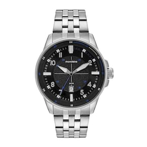 Relógio Mondaine Prata/Preto 45mm Prova d`Água