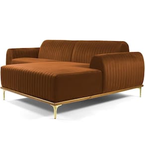 Sofá 4 Lugares Com Chaise Molino 255 Cm Veludo Telha C-262