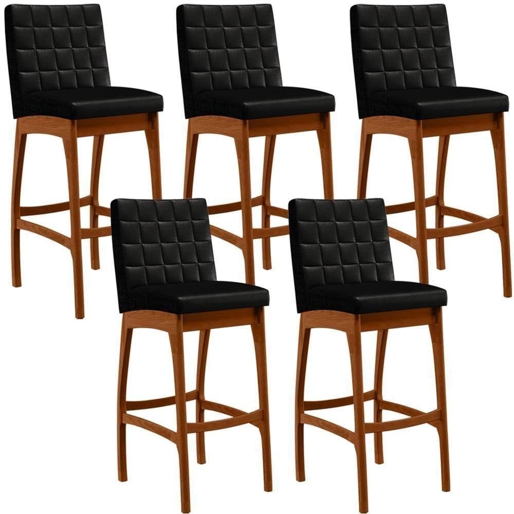 Kit 05 Banquetas Altas Mila Facto Preto