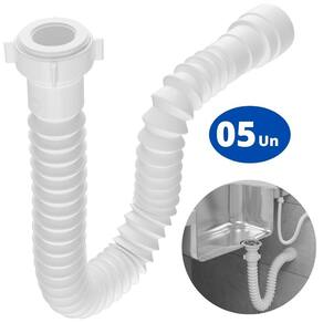 Sifão sanfonado universal 110cm branco astra kit com 5 un