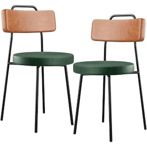 Kit 02 Cadeiras Decorativas Estofada Sala Jantar Barcelona L02 Couríssimo Camel Facto Verde