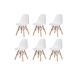 Conjunto 6 Cadeiras Charles Eames Eiffel Concha Fixa - Branco