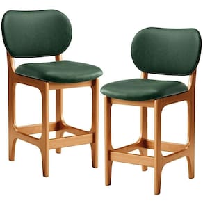 Kit 02 Banquetas Baixa Bar Cozinha E Sala De Jantar Fixa Betta L02 Imbuia Facto Verde Musgo