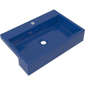Cuba Semi Encaixe Retangular C01 Banheiro Xrt55 Azul Escuro