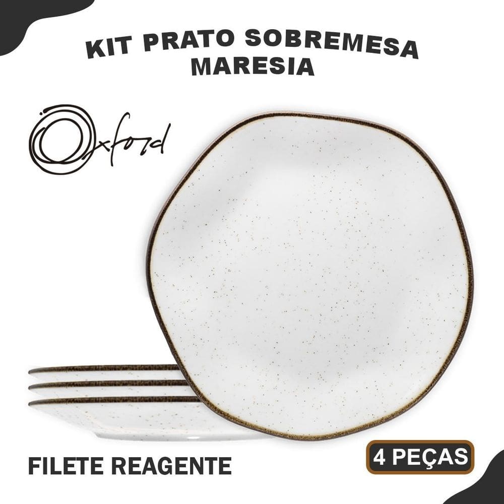 Aparelho De Jantar Pratos Sobremesa 21,5 Oxford Maresia 4 Pç