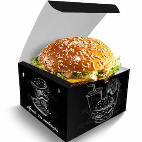 Caixa box embalagem para hambúrguer p preto 100un