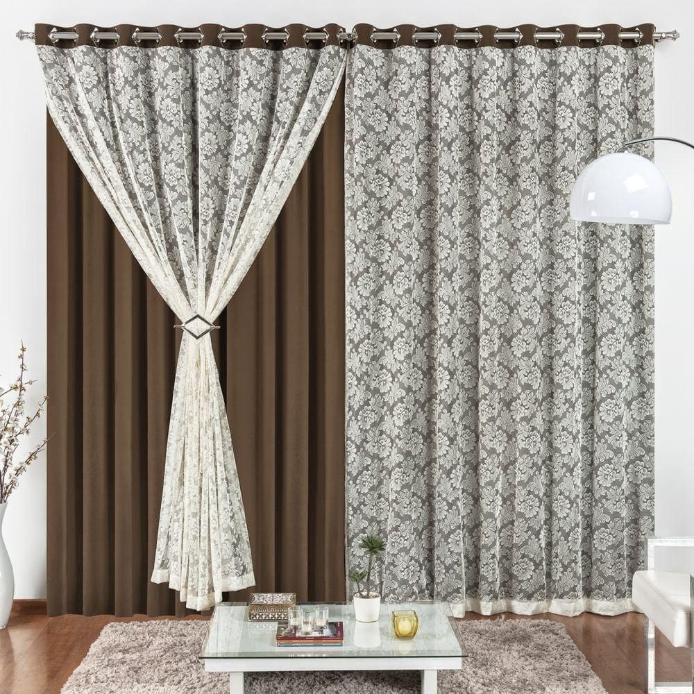 Cortina 2 Mts Sala Quarto Malha Renda Para Trilho Suisso Baratissima Tabaco