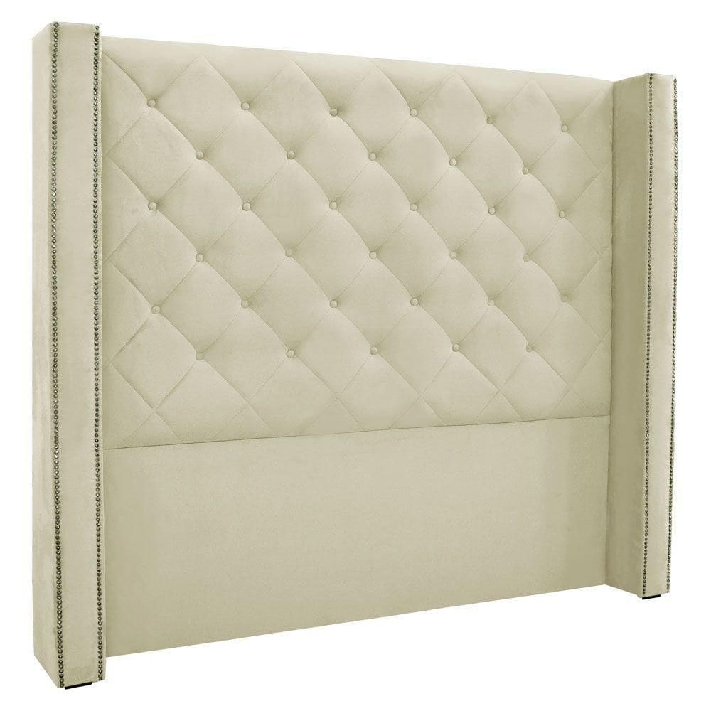 Cabeceira Casal 1,40m Vicenza Veludo Bege