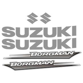 Kit Jogo Emblema Adesivo Suzuki Burgman 2005 A 2009 Cinza Cinza