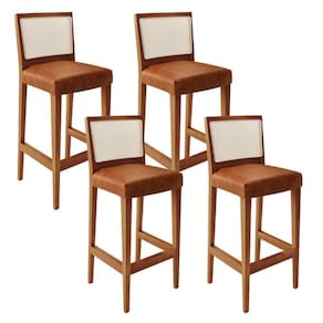 Kit 04 Banquetas Alta Branco Camel