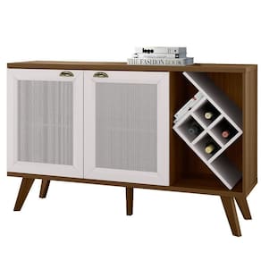 Balcão Buffet 2 Portas Com Nicho Adega Imbuia Off White