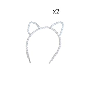 Kit 2un tiara gatinho de pérola para festa carinha de anjo