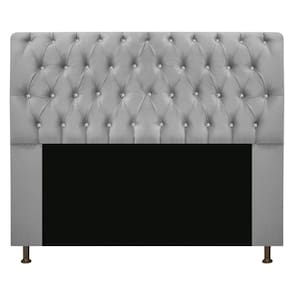 Cabeceira Estofada Lady Com Strass 140 Cm Queen Size Suede - Doce Sonho Móveis Cinza