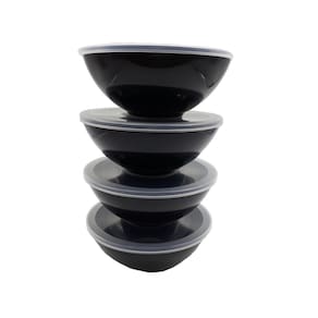 4 potes redondo com tampa marmita sobremesa 600 ml preto