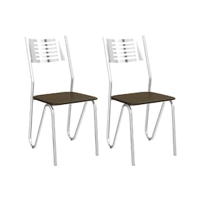 Kit 2 Cadeiras Sala Jantar Nápoles 2C045 2 Un Cromado/Courano Marrom - Kappesberg