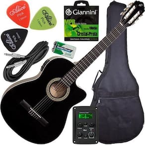 Kit violão giannini nf14 eletroacústico com capa cordas cabo