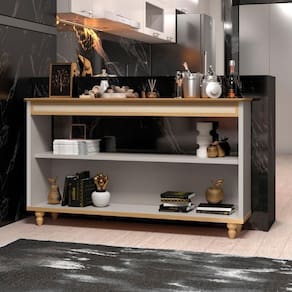 Aparador Doha Com Pés Madeira Maciça 136cm Cor:fendi E Freijó Fendi E Freijó