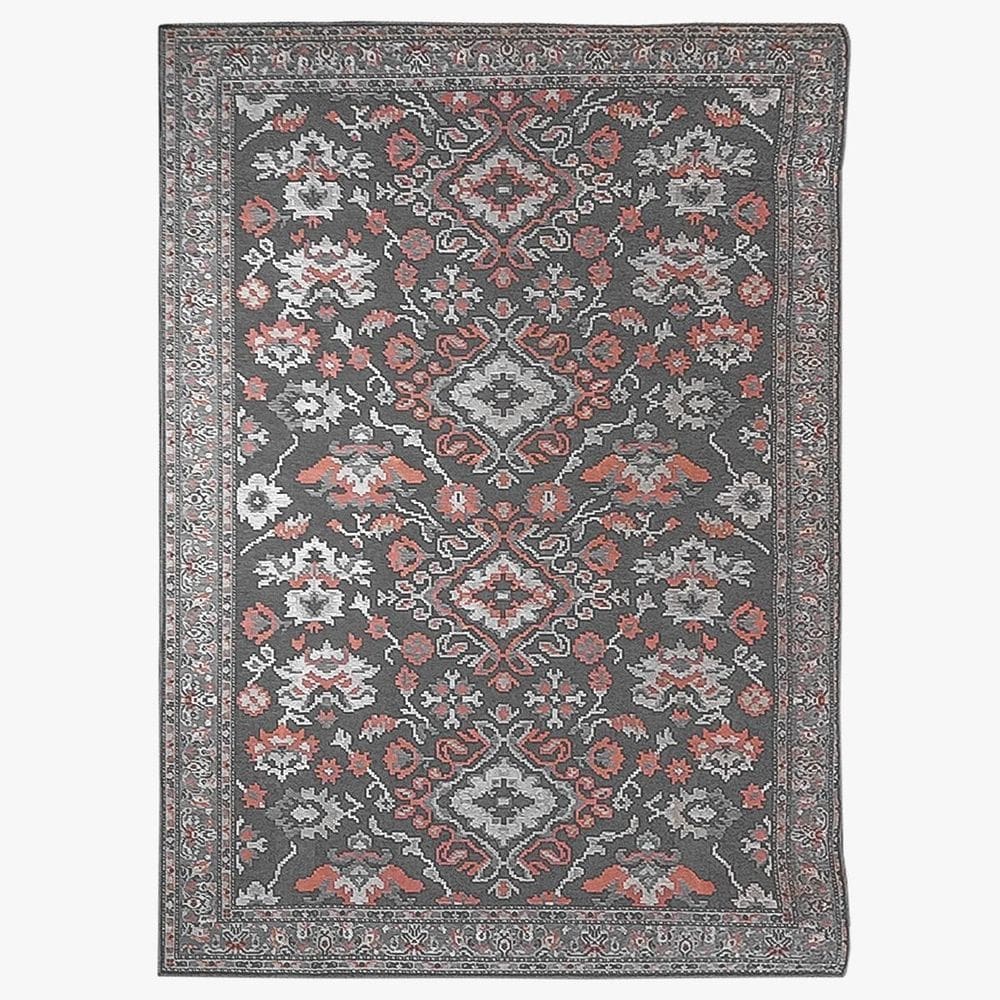 Tapete sala classico oriental 100x150 cm tipo belga cinza