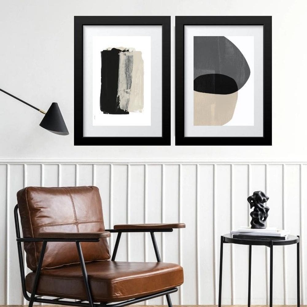 Kit 2 Quadros Abstratos Industriais - 60X48Cm