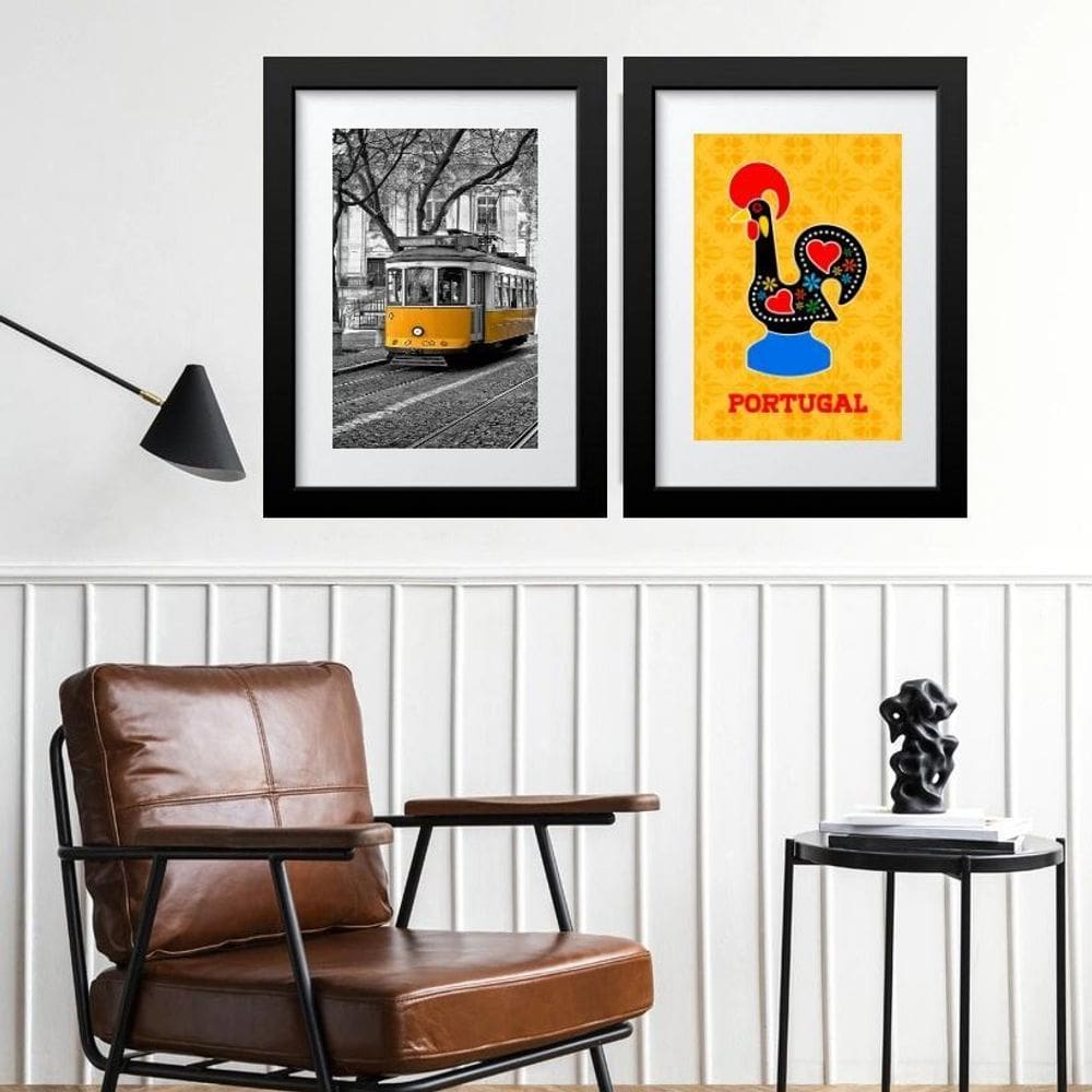 Kit 2 Quadros Portugal Amarelo - 60X48Cm