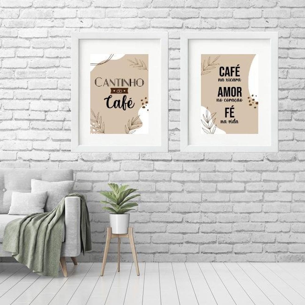 Kit 2 Quadros Grandes Cantinho Café - 60X48Cm