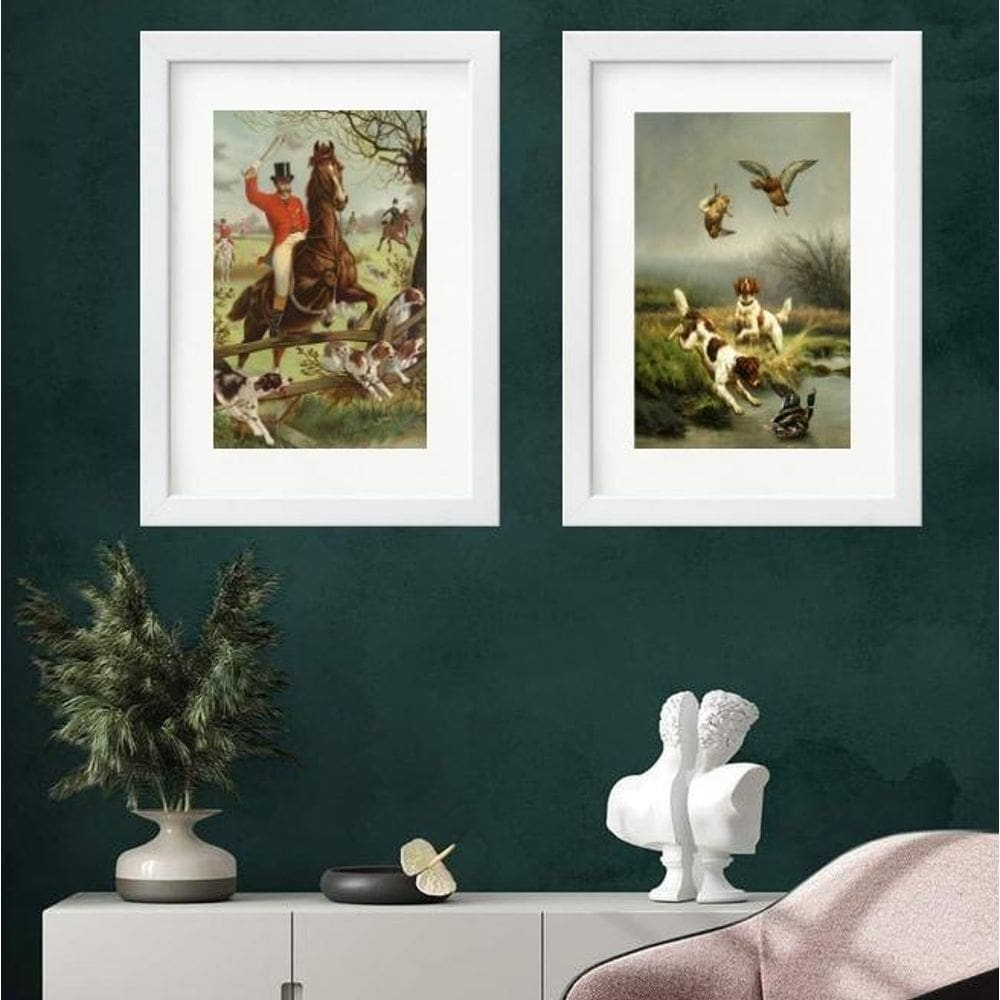 Kit 2 Quadros Caçada Inglesa - 60X48Cm