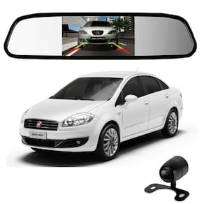 Camera de re espelho retrovisor com tela fiat linea