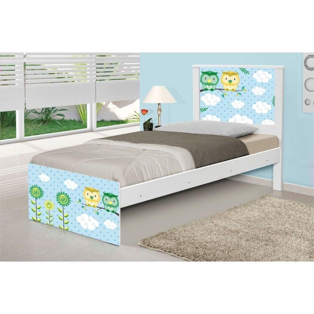 Cama Solteiro Adesivada Corujinhas